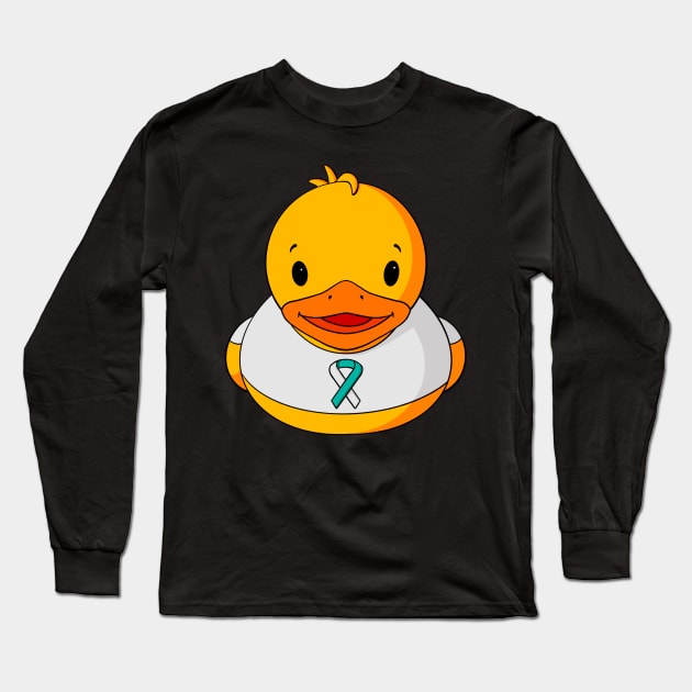 Cervical Cancer Awareness Rubber Duck Long Sleeve T-Shirt by Alisha Ober Designs